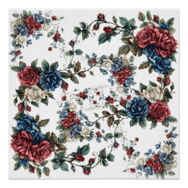 Póster Jardim Americano Rosas Patriotas