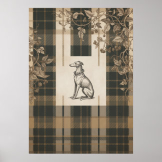 Poster Jardim Botânico de Gravura de Cachorro Antigo