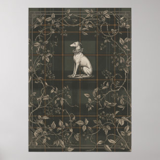 Poster Jardim Botânico de Gravura de Cachorro Antigo
