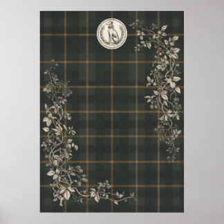 Poster Jardim Botânico de Gravura de Cachorro Antigo