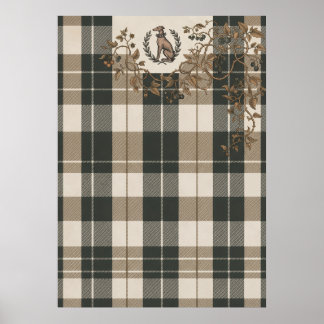 Poster Jardim Botânico de Gravura de Cachorro Antigo