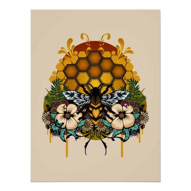 Póster Jardim Botânico de Mel Floral da Rainha (Frente)