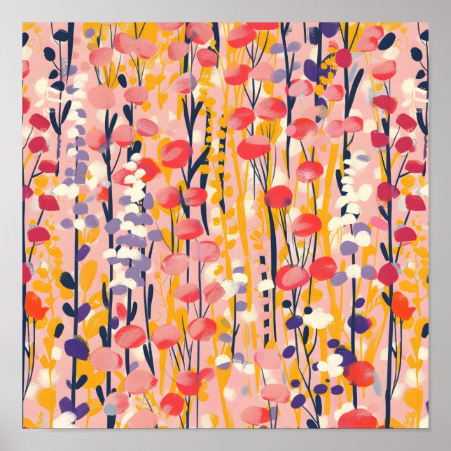Poster Jardim Botânico Floral de Flores Silvestres Modern (Frente)