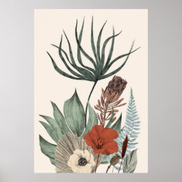 Poster Jardim Botânico Vintage - Flores Selvagens E Prote