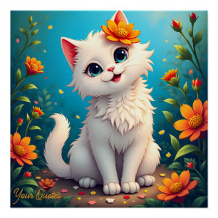 Póster Jardim Caprichoso do Gatinho Branco