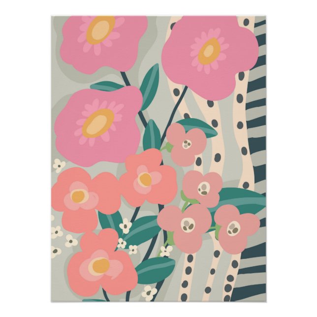 Póster Jardim Caprichoso Parede Floral Moderna (Frente)