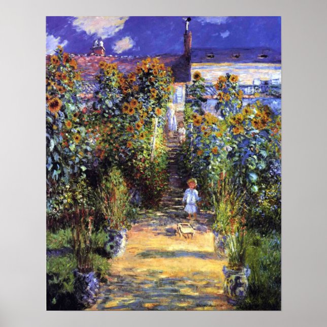 Poster Jardim Claude Monet Verão Flores de Girassol (Frente)