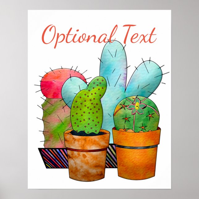 Poster Jardim Colorido de Cactus (Frente)