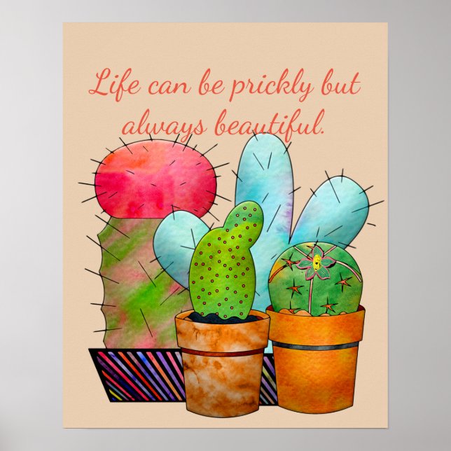 Poster Jardim Colorido de Cactus (Frente)