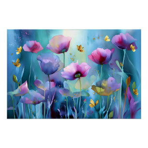 Póster Jardim Crepúsculo: Poppies e Asas Ouros
