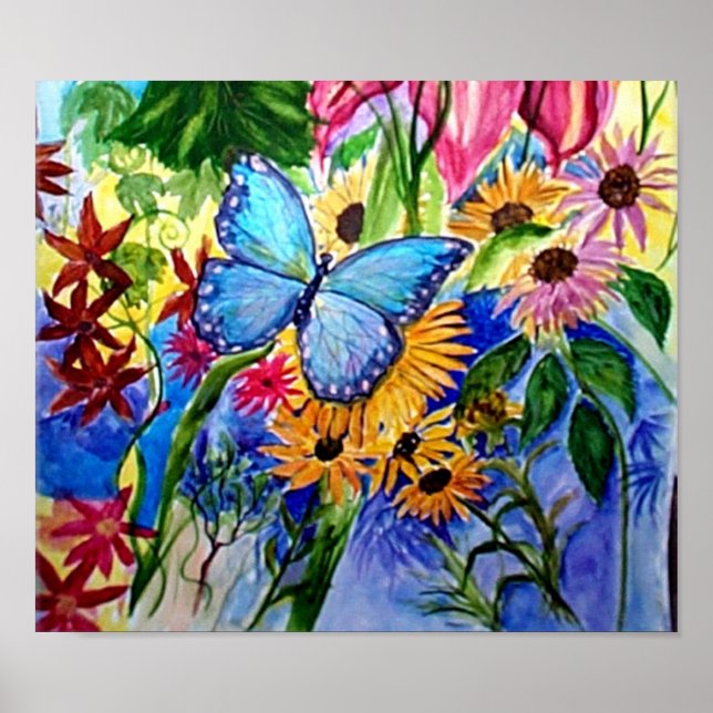 Póster Jardim da Borboleta Azul (Frente)