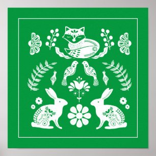 Poster Jardim da Flor de Coelhinhos da Escandinávia