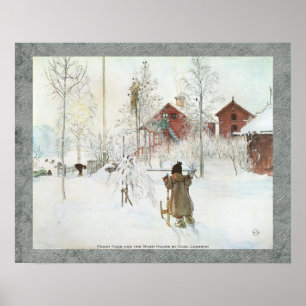 Póster Jardim da frente e a casa Carl Larsson 20x16 da