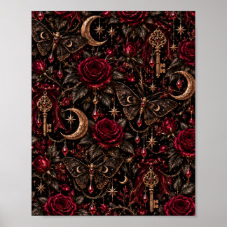 Poster Jardim da Meia-Noite | Rosas Góticas, Mariposas Ce
