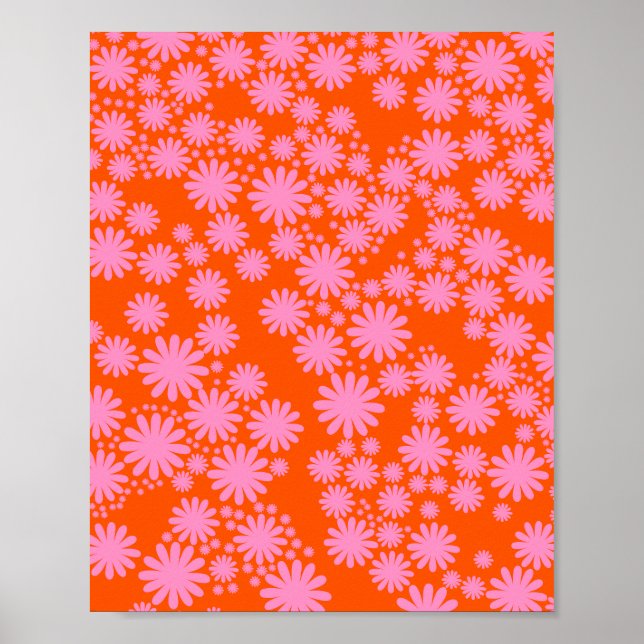 Poster Jardim Daisy 07 Rosa E Laranja (Frente)