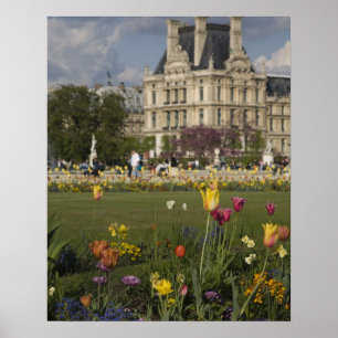 Póster Jardim das Tulherias, Louvre, Paris, França