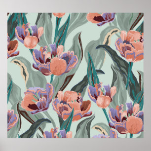 Poster Jardim das Tulipas: Flores Grandes Vintage