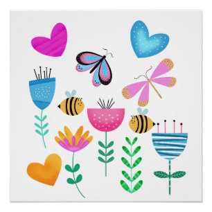 Póster Jardim de Abelhas Felizes