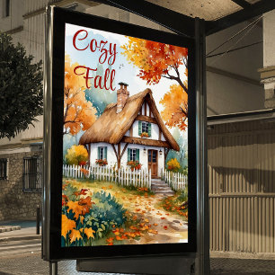 Poster Jardim de Árvores de Algodão Russo Autumn Watercol