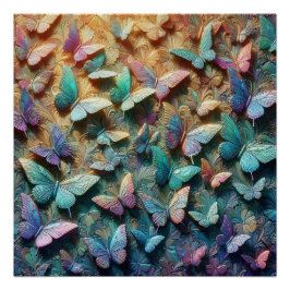 Póster Jardim de Borboletas Iridescentes