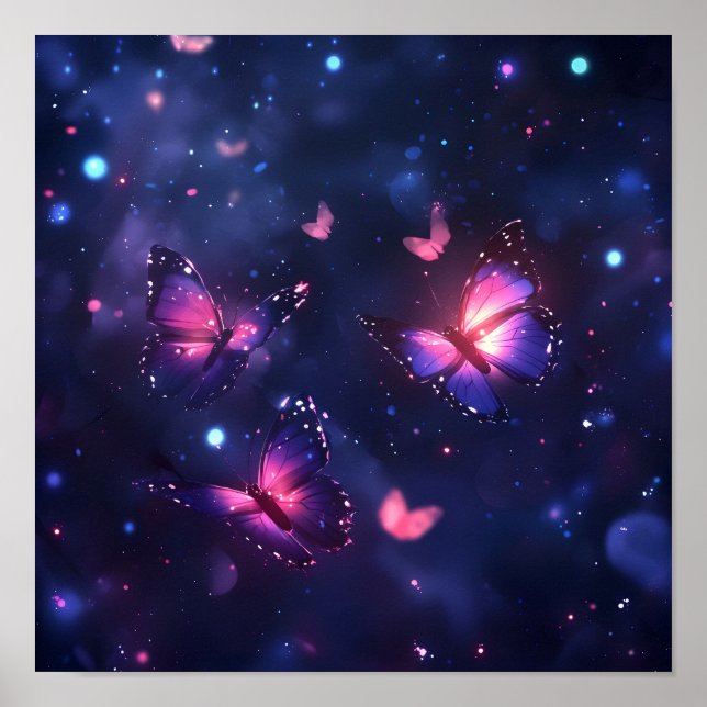 Poster Jardim de Borboletas Noturnas Celestiais (Frente)