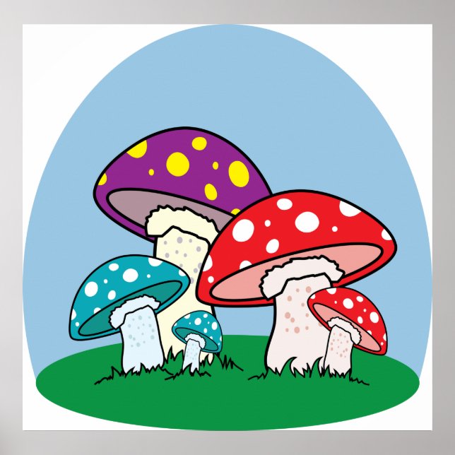 Poster Jardim de Cogumelos Vibrantes (Frente)