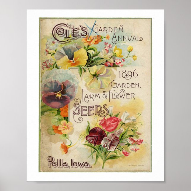 Poster Jardim de Coles Anuais 1896 Jardim, Fazenda e Flor (Frente)