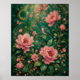 Poster JARDIM DE ESmeralda Dourada Beija-flor ROSAS II