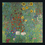 Poster Jardim de Fazenda com girassóis, Gustav Klimt<br><div class="desc">Um incrível jardim de fazenda com flores do sol,  impressão,  poster rústico. Poster com estilo retrô,  com um jardim com impressão de girassóis sobre fundo verde-claro.</div>