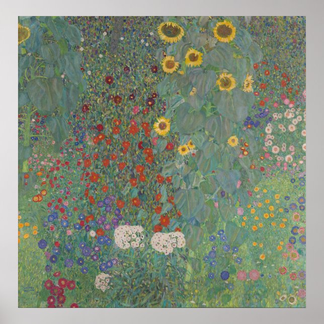 Poster Jardim de fazenda com girassóis - Gustav Klimt (Frente)