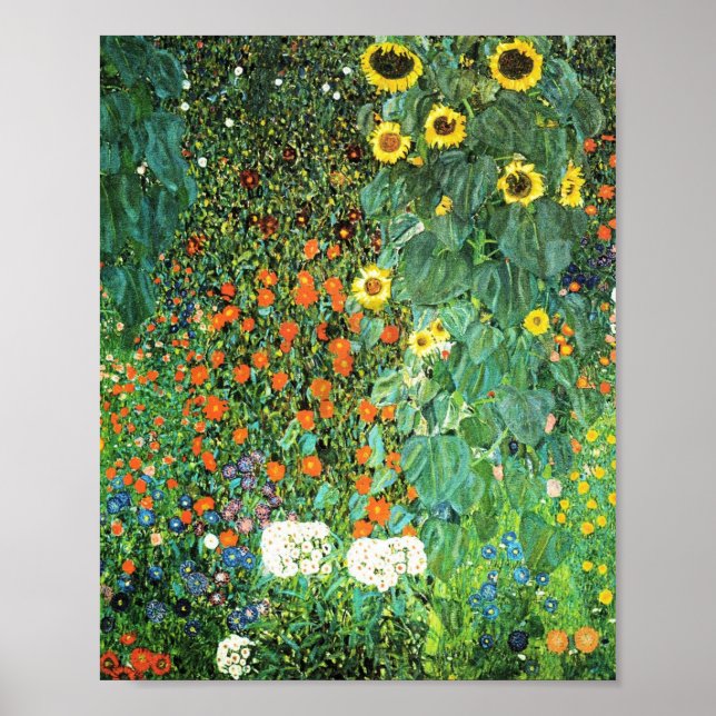 Poster Jardim de fazenda com Sunflower Gustav Klimt (Frente)