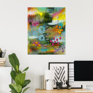 Poster Jardim de Flores Abstratas 2 Pintura Floral Botâni