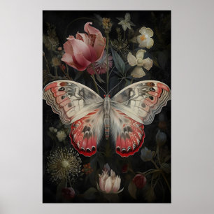 Poster Jardim de Flores de Borboleta Impressão, Parede da
