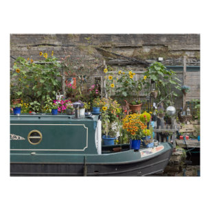 Póster Jardim de flores e barco estreito