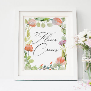 Poster Jardim de Flores em Aquarela Coroas de Flores para