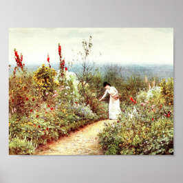 POSTER JARDIM DE FLORES FEMININO VINTAGE PAISAGEM