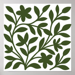 Poster Jardim de Gavinhas Folhas Florais de Videira Verde