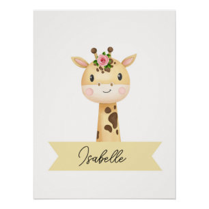 Póster Jardim de girafa fofo personalizado