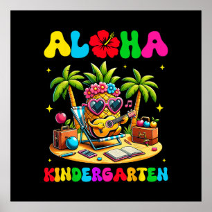 Poster Jardim de Infância Aloha Abacaxi Havaí Volta às Au