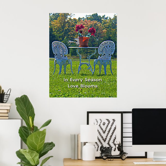 Poster Jardim de Mesa de Flores do Prado Romântico de Amo (Escritório em casa)