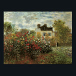 Poster Jardim de Monet na Argentina por Claude Monet<br><div class="desc">O Jardim do Artista na Argentina (Um Canto do Jardim com Dahlias) (1873), de Claude Monet, é uma pintura de natureza floral de arte do impressionismo clássico. Uma casa de fazenda do campo está no fundo. Um casal apaixonado está passando por um jardim romântico de primavera com rosas florescentes e...</div>