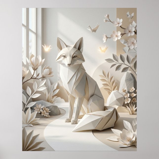 Poster Jardim de Papel da Raposa Origami (Frente)