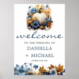 Poster Jardim de Queda Elegante de Pumpkin Branco