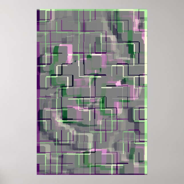 Póster "Jardim de Rosa Inglês" Arte Geométrica (Frente)