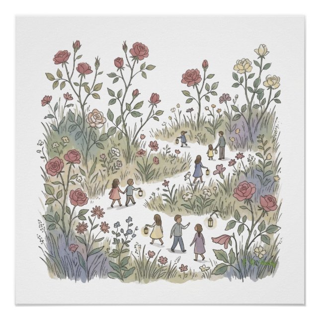 Póster Jardim de Rosas Outono (Frente)