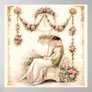 Poster Jardim de Rosas Regency Leitura Senhora