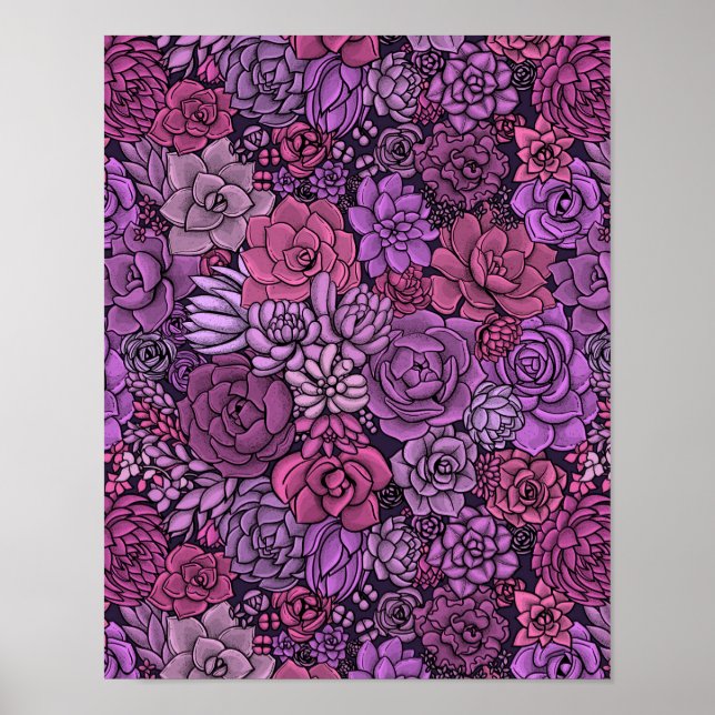 Poster Jardim de sucata em rosa e violeta (Frente)