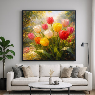 Poster Jardim de Tulipas - Estilo de Pintura Artística