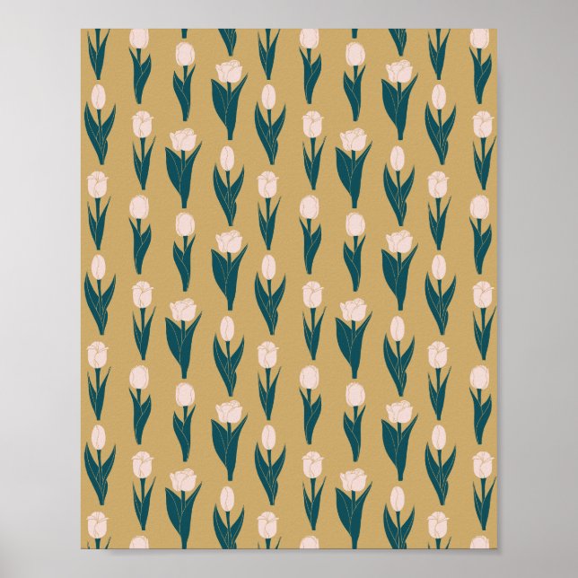 Poster Jardim de Tulipas Rosa (Frente)