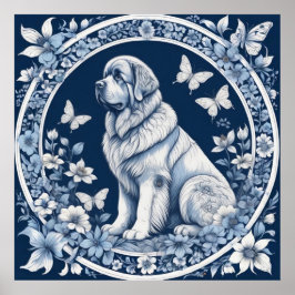 Poster Jardim Delft Newfoundland Azul Profundo